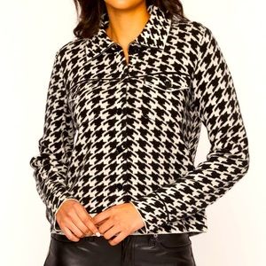 the cashmere project Houndstooth Jacket - 100% Cashmere - B&W - Size S - NWT